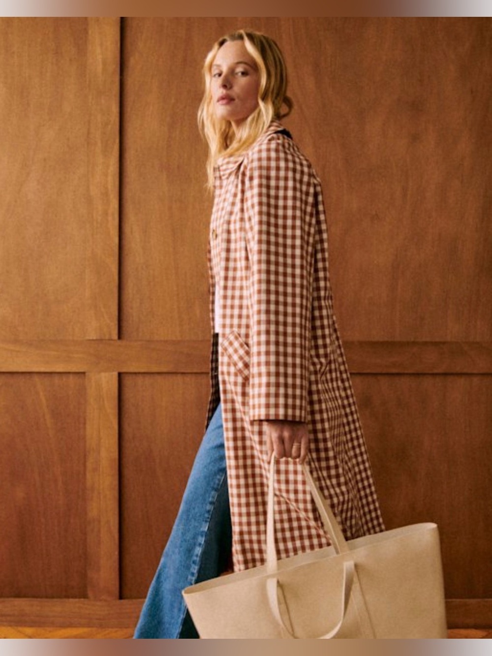 Sézane Clyde Coat Brown Gingham